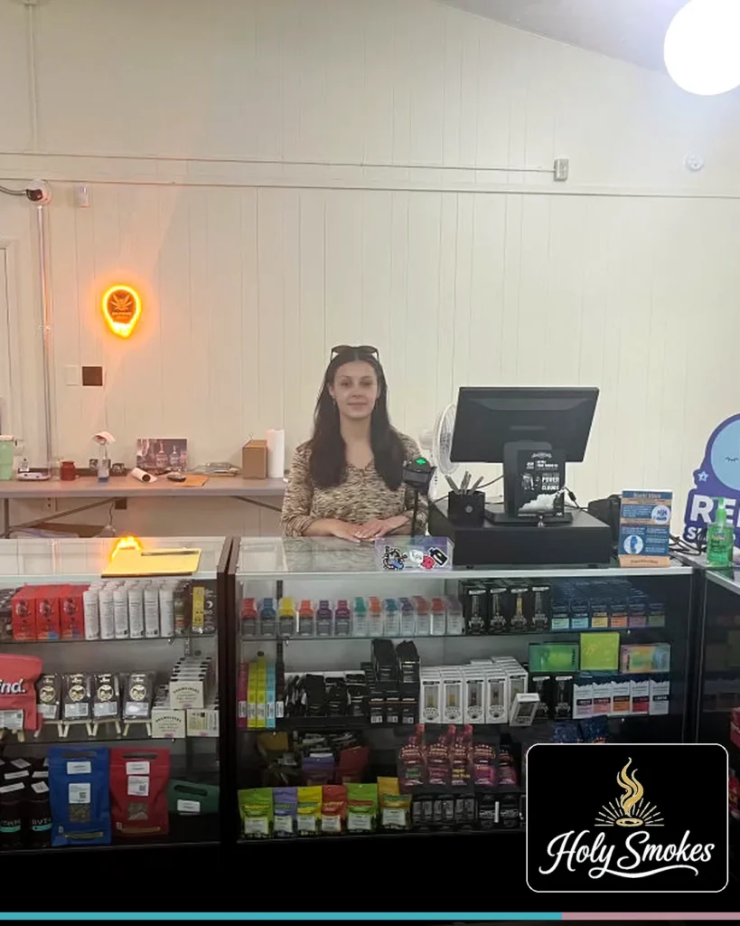 Holy Smokes checkout counter and retail service area